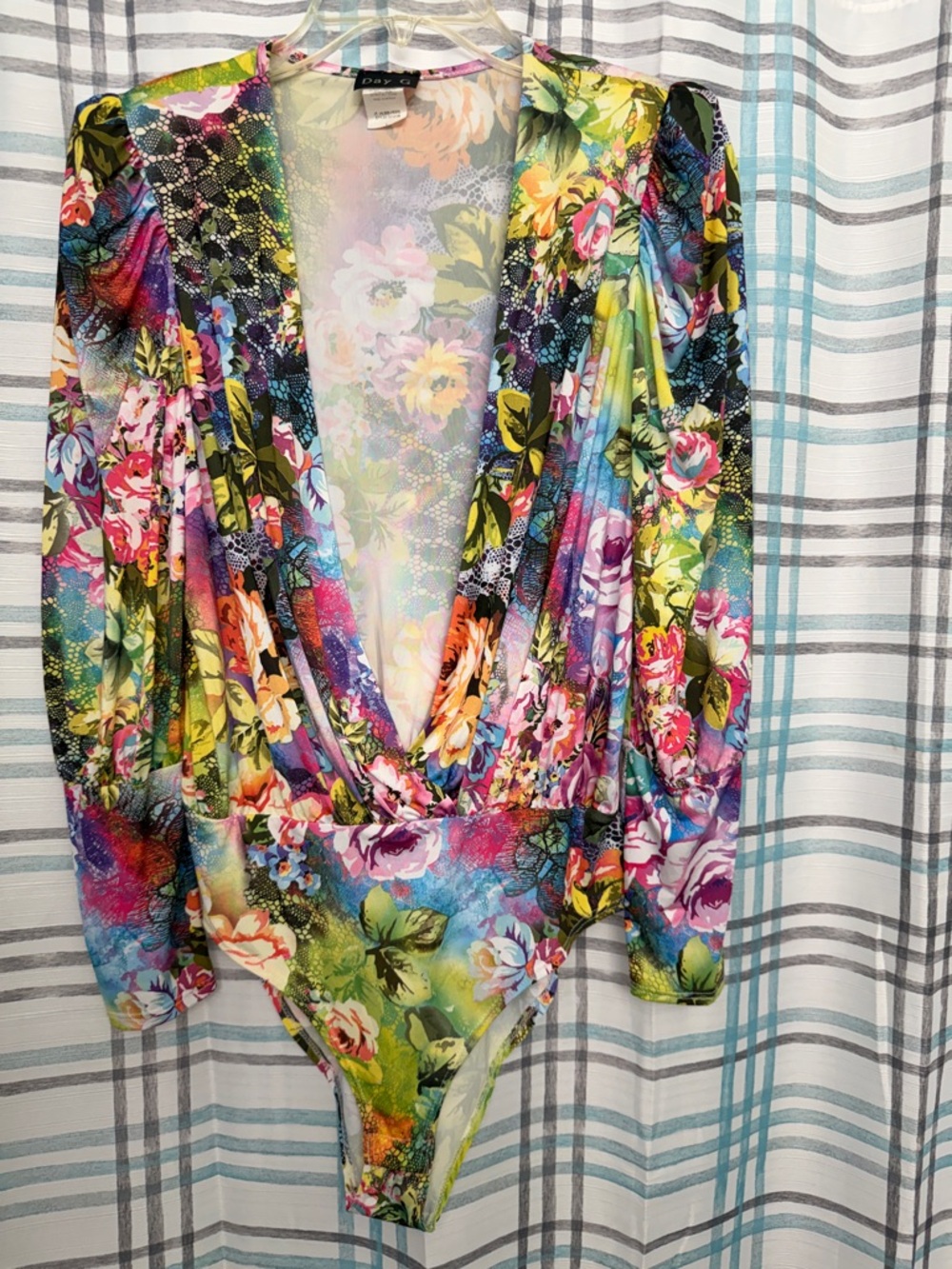 Daytrip Floral Plunge Long Sleeve Bodysuit - Multicolor